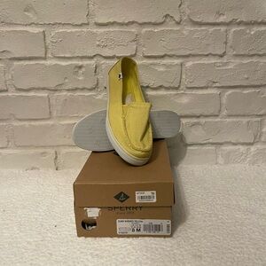 Vintage Sperry Sunny Yellow Canvas Slip-Ons - great condition
